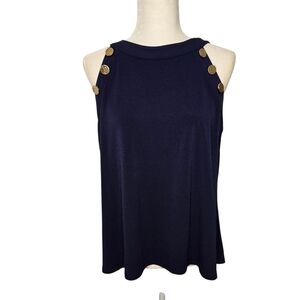 Cato Est. 1946 Womens Navy Blue Sleeveless Halter Top Size Large
